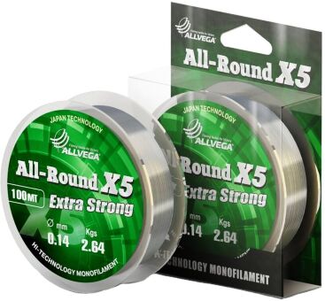 Леска монофил ALLVEGA  All-Round X5 100м 0,14мм 2,64кг прозрачная Леска монофил ALLVEGA  All-Round X5 100м 0,14мм 2,64кг прозрачная