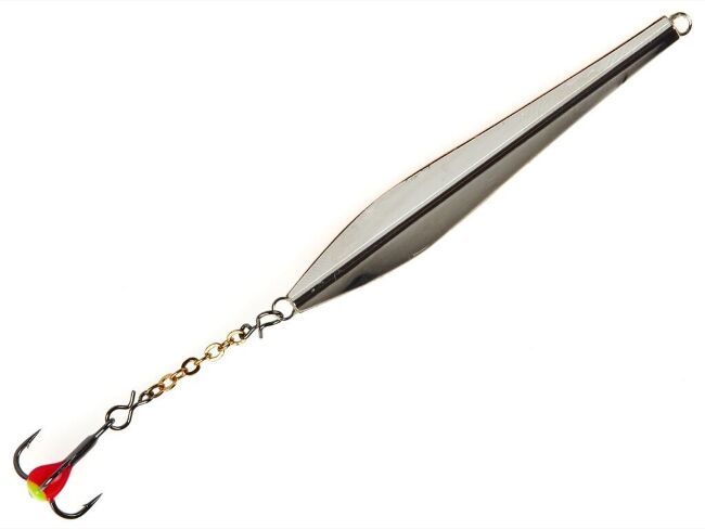 Блесна вертикальная зимняя Lucky John DOUBLE BLADE с цепочкой и тройником 50мм CS блистер Блесна вертикальная зимняя Lucky John DOUBLE BLADE с цепочкой и тройником 50мм CS блистер