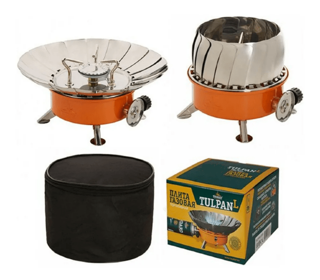 Плита газовая портативная ТЮЛЬПАН малая (с ветрозащитным экраном)
