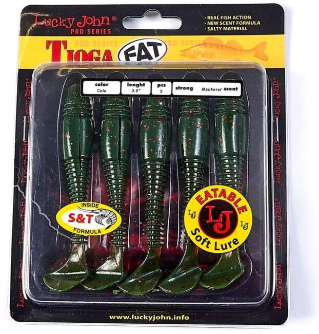 Виброхвост LUCKY JOHN Pro Series Tioga FAT 3.9" 100мм #PA16 5шт/уп 140146-PA16