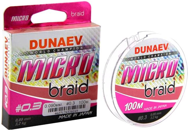 Плетёный шнур DUNAEV Micro PEx4 100м #0.3/0.090мм 3.20кг PinkColor