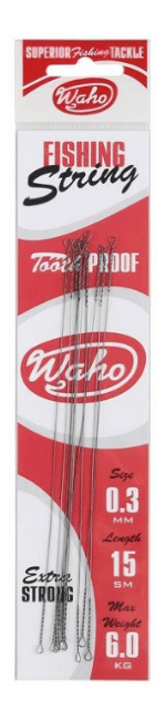Поводок WAHO струна 0.30мм 6кг 15см 10шт/уп