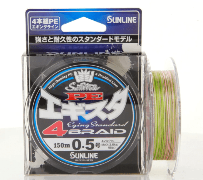 Плетёный шнур SUNLINE PE EGISTA Eging Standard 4 Braid 150м #0.5/0.117мм 3.6кг Многоцветный