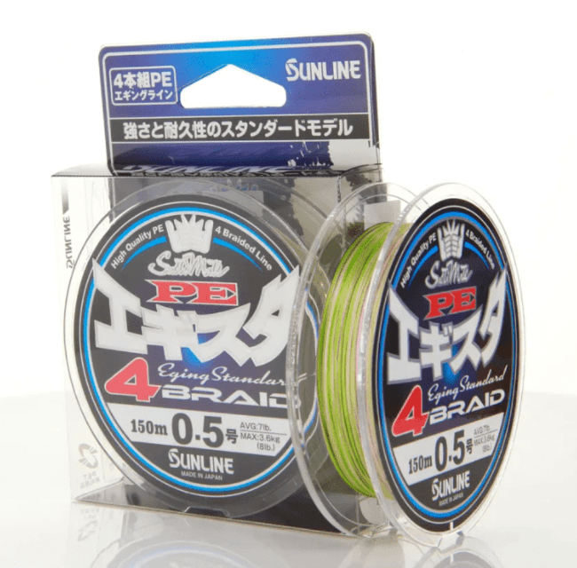 Плетёный шнур SUNLINE PE EGISTA Eging Standard 4 Braid 150м #0.5/0.117мм 3.6кг Многоцветный
