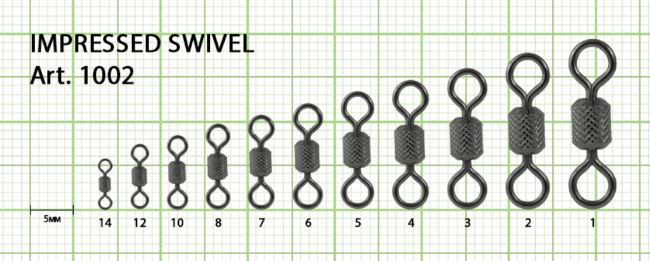 Вертлюжок FISH SEASON Impressed Swivel цилиндр с накаткой №4 35кг 7шт/уп 1002-04F