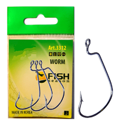 Крючок офсетный FISH SEASON Worm №5/0 бол колечко черный 3шт/уп 3312-0015F