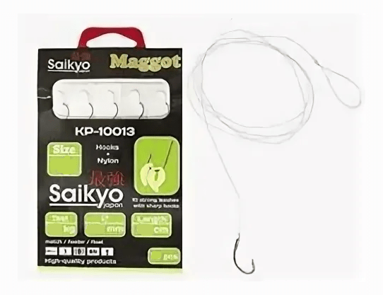 Крючок с поводком SAIKYO KP-10013 Maggot BN №8 леска 0.16мм 10шт/уп
