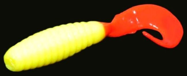 Твистер ALLVEGA Flutter Tail Grub 8см 3.6гр 7шт/уп #025RT solid yellow RT