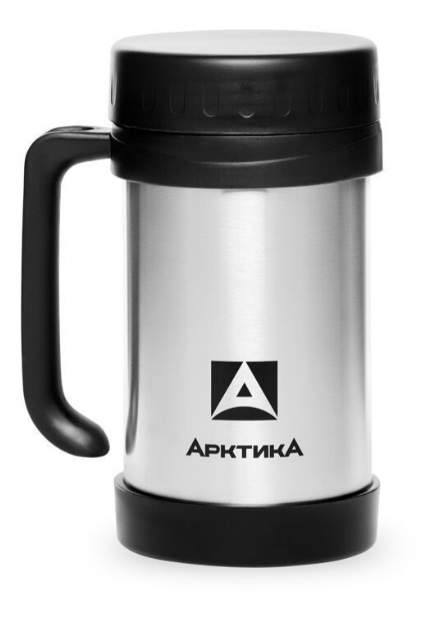 Термос-кружка для супа/еды АРКТИКА 401-500 с ручкой 0.5л цв.стальной