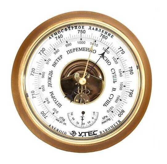 Барометр комнатный стрелочный настенный с термометром Øшкалы 163мм БТКСН-16