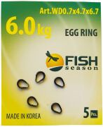 Кольцо титановое разжимное FISH SEASON Egg Ring 0.7х4.7х6.7мм 6кг 5шт/уп WD0,7х4,7х6,7F Кольцо титановое разжимное FISH SEASON Egg Ring 0.7х4.7х6.7мм 6кг 5шт/уп WD0,7х4,7х6,7F