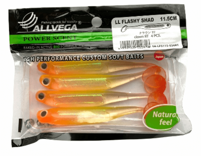 Виброхвост ALLVEGA LL Flashy Shad 11.5см 5.4гр 4шт/уп #036RT clown RT Виброхвост ALLVEGA LL Flashy Shad 11.5см 5.4гр 4шт/уп #036RT clown RT