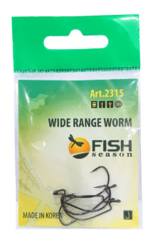 Крючок офсетный FISH SEASON Wide Range Worm №2 черный 5шт/уп 2315-02F