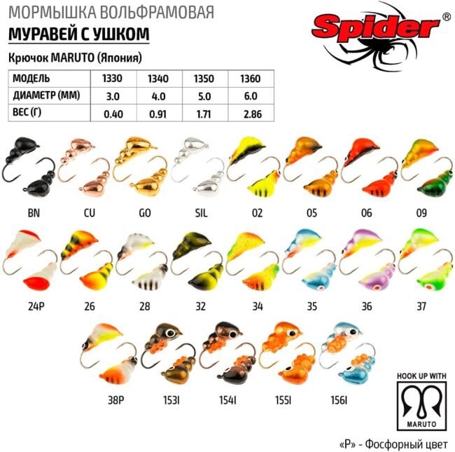 Мормышка вольфрамовая Spider МУРАВЕЙ с ушком 1.2гр. арт. 1340-26 Мормышка вольфрамовая Spider МУРАВЕЙ с ушком 1.2гр. арт. 1340-26