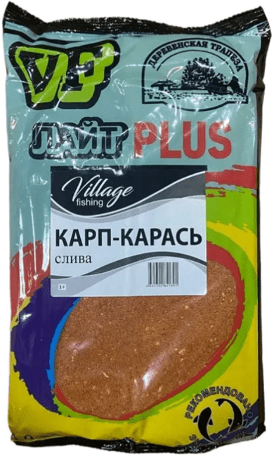 Прикормка VILLAGE FISHING Лайт PLUS Карп-карась слива 0,9кг Прикормка VILLAGE FISHING Лайт PLUS Карп-карась слива 0,9кг