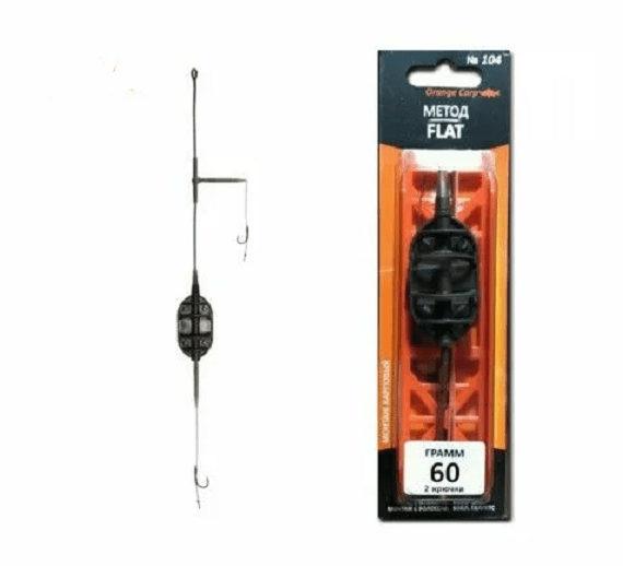 Монтаж карповый LIFE ORANGE Method Flat №104 60гр 2 hook #4 for boilies