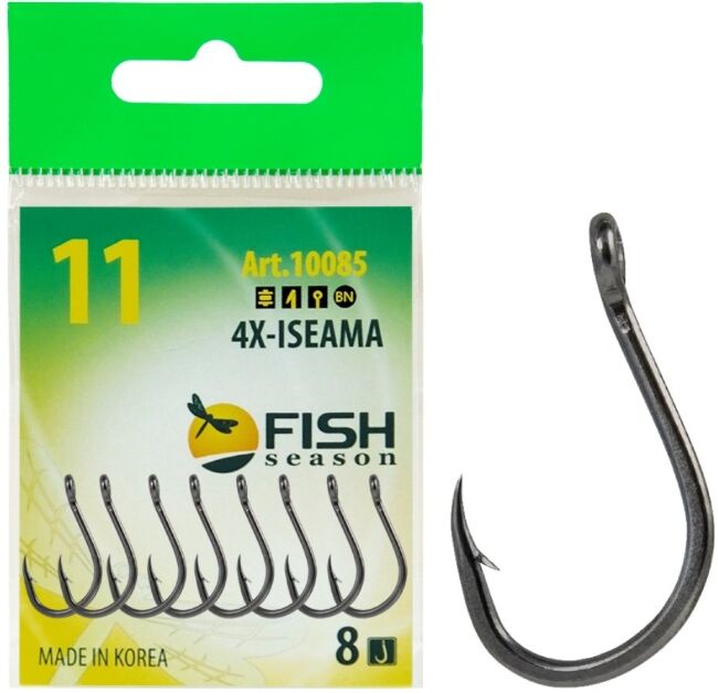 Крючок FISH SEASON 4X-Iseama-Ring №11 колечко черный 8шт/уп 10085-11F