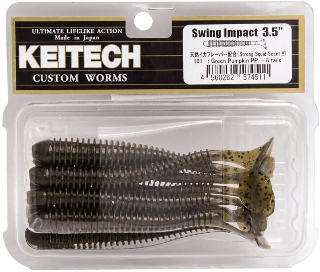 Виброхвост KEITECH Swing Impact 3.5" #101 Green Pumpkin PP 8.8см 3.3гр 8шт/уп