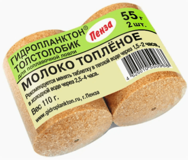 Гидропланктон ТОЛСТОЛОБИК XL 110гр (2шт*55гр/уп) Молоко топленое