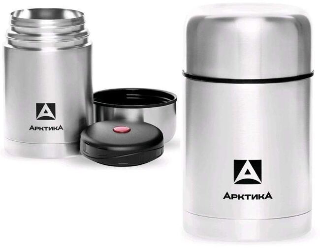 Термос АРКТИКА 301-500А с супер-широким горлом для супа/еды в чехле 0.5л стальной