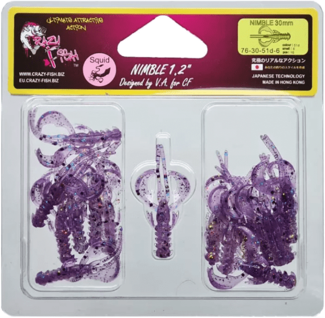 Силиконовая приманка CRAZY FISH Nimble #51d Squid 1.2"/0.4гр 16шт/уп 76-30-51d-6 Силиконовая приманка CRAZY FISH Nimble #51d Squid 1.2"/0.4гр 16шт/уп 76-30-51d-6