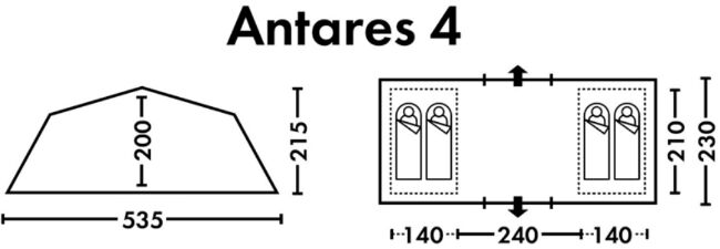 Палатка кемпинговая "Antares 4"  Синий/Серый