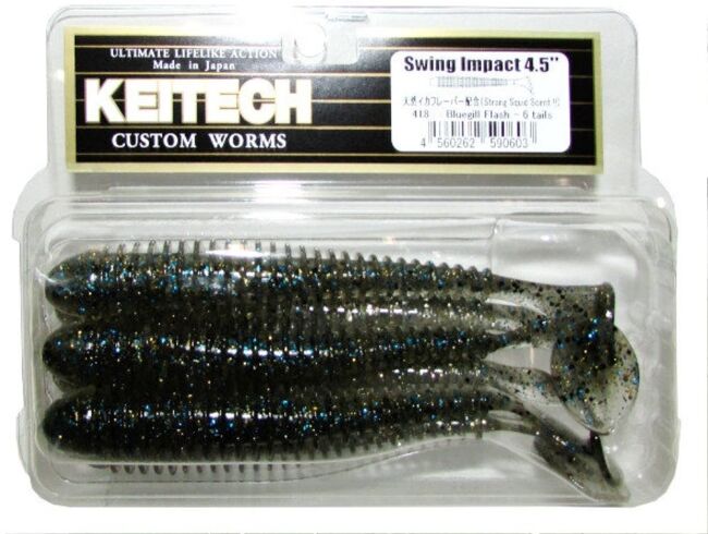 Виброхвост KEITECH Swing Impact 4.5" #418 Bluegill Flash 11.4см 8.9гр 6шт/уп