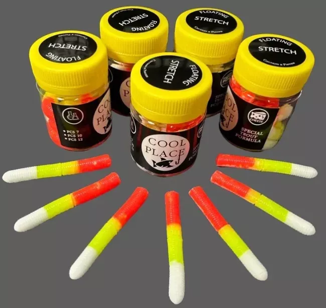 Силиконовая приманка COOL PLACE  Buk Floating Stretch 6.5см" Сыр Белый/Шартрез/Красный 7шт/уп