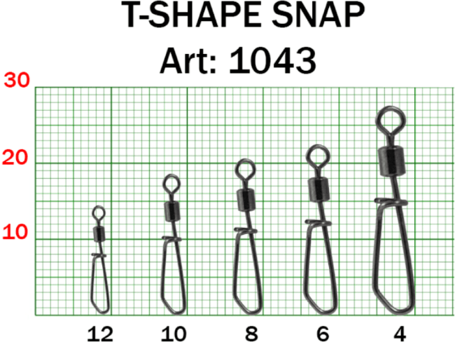 Вертлюжок с застежкой FISH SEASON T-Shape Snap №4 35кг 4шт/уп 1043-04F