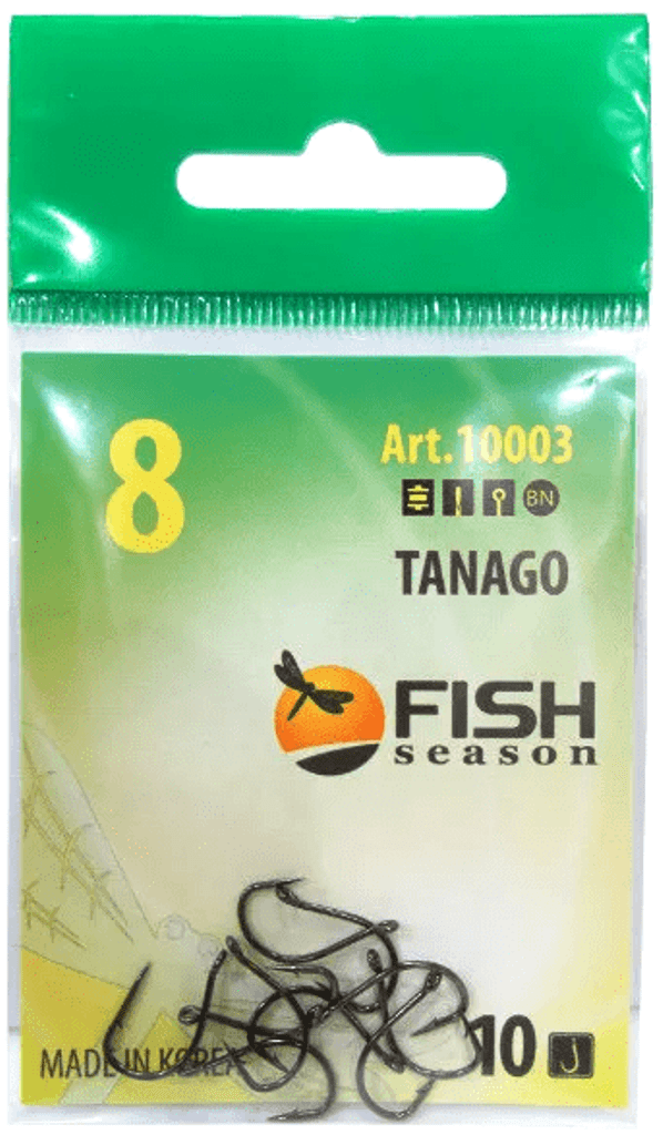 Крючок FISH SEASON 10003 TANAGO № 8 колечко черн.хром кован 10шт/уп Крючок FISH SEASON 10003 TANAGO № 8 колечко черн.хром кован 10шт/уп