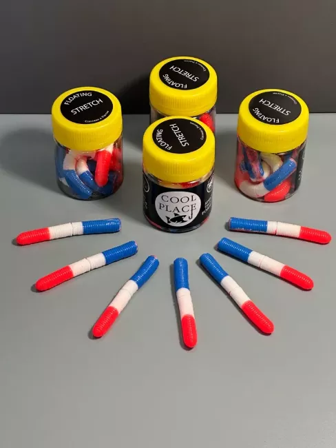 Силиконовая приманка COOL PLACE  Buk Floating Stretch 6.5см" Сыр Синий/Белый/Красный 7шт/уп