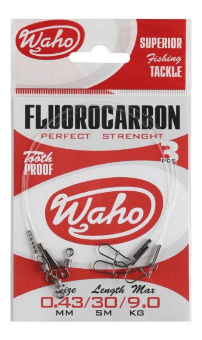 Поводок WAHO Fluorocarbon 0.43мм 9кг 30см 3шт/уп