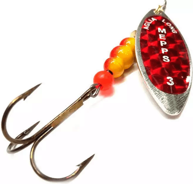 Блесна вращающаяся MEPPS Aglia Long Redbo AG (серебро) №3 11,5г