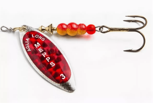 Блесна вращающаяся MEPPS Aglia Long Redbo AG (серебро) №3 11,5г