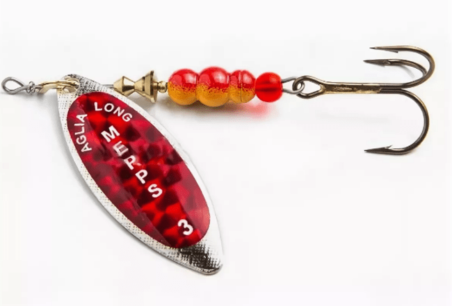 Блесна вращающаяся MEPPS Aglia Long Redbo AG (серебро) №3 11,5г