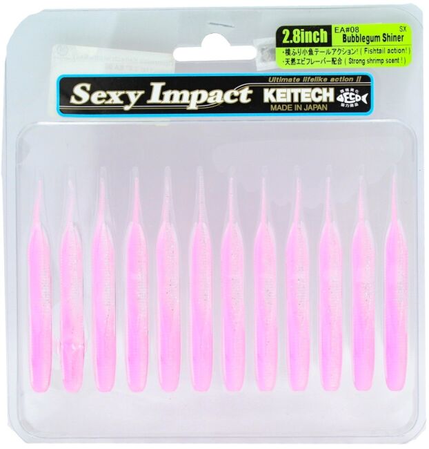 Силиконовая приманка KEITECH Sexy Impact 2.8" EA#08 Bubblegum Shiner 7.1см 1.5гр 12шт/уп